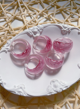 可以戴的戒指琉璃戒指琉璃项链串珠项链个性中古彩色不掉色小众链