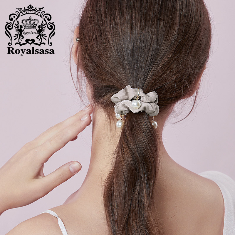 皇家莎莎头饰仿珍珠发圈大肠圈简约成人盘发发绳头绳扎头发