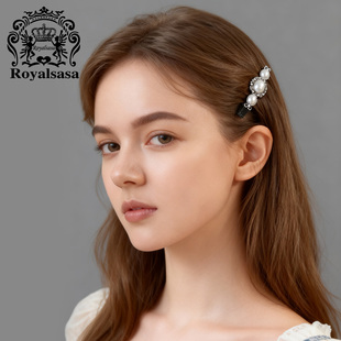 皇家莎莎法式复古巴洛克侧边夹套装仿珍珠气质鸭嘴夹刘海碎发夹女