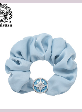 皇家莎莎蓝色滴釉星星大肠发圈高级感大号丸子头甜妹发绳头饰女