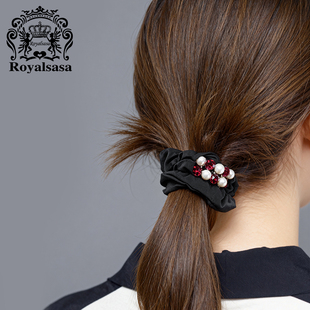 皇家莎莎法式复古发圈仿珍珠点缀精致小肠圈扎发盘发丸子头发饰女