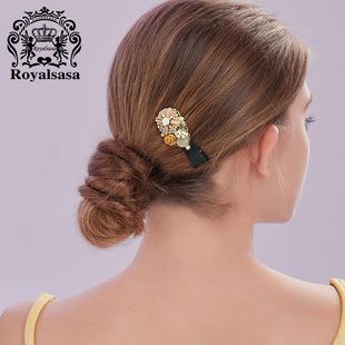 皇家莎莎复古精致边夹仿珍珠鸭嘴夹侧边刘海夹巴洛克风发夹头饰女
