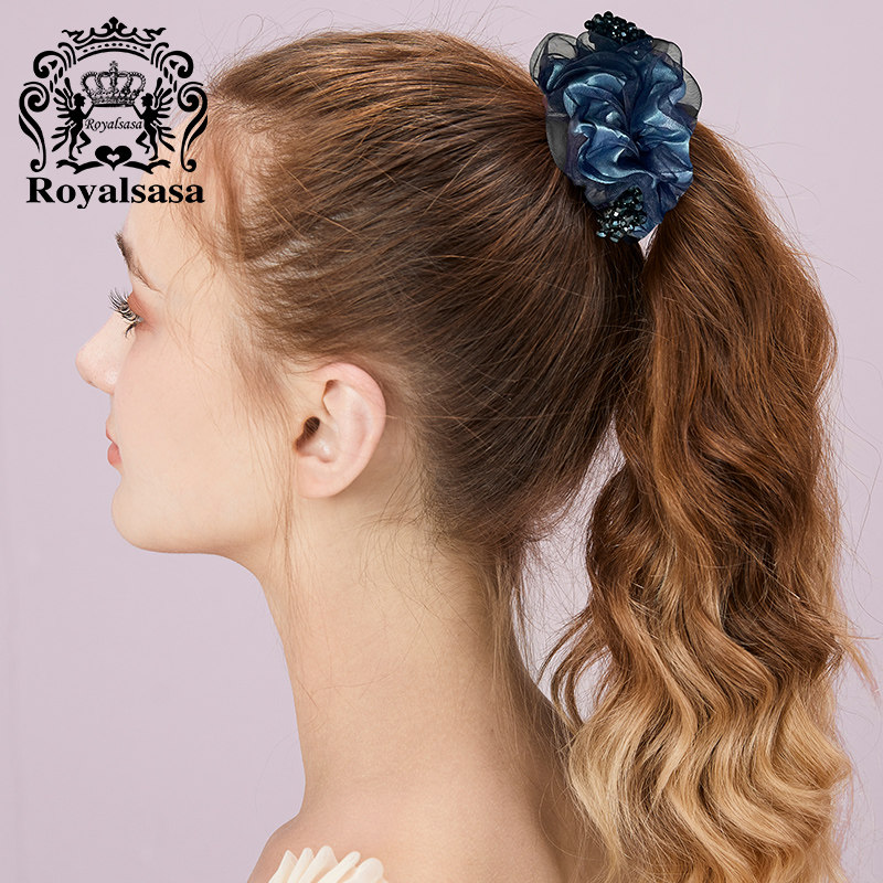 皇家莎莎发饰发圈串珠布艺头花韩国头饰手工花朵发绳盘发马尾头绳