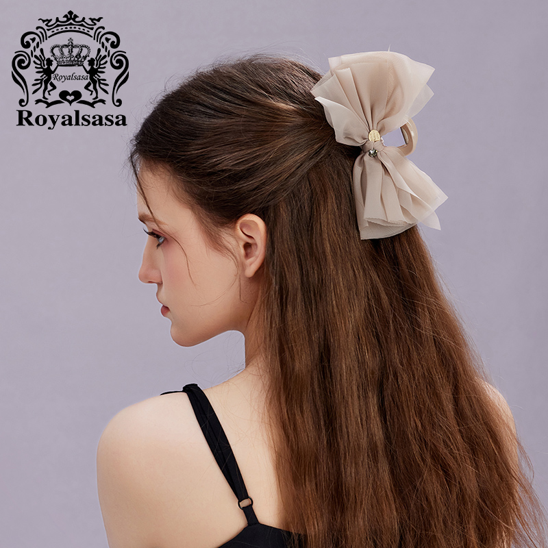 皇家莎莎绢纱蝴蝶结发抓大号公主发夹抓夹女后脑勺盘发马尾显脸小