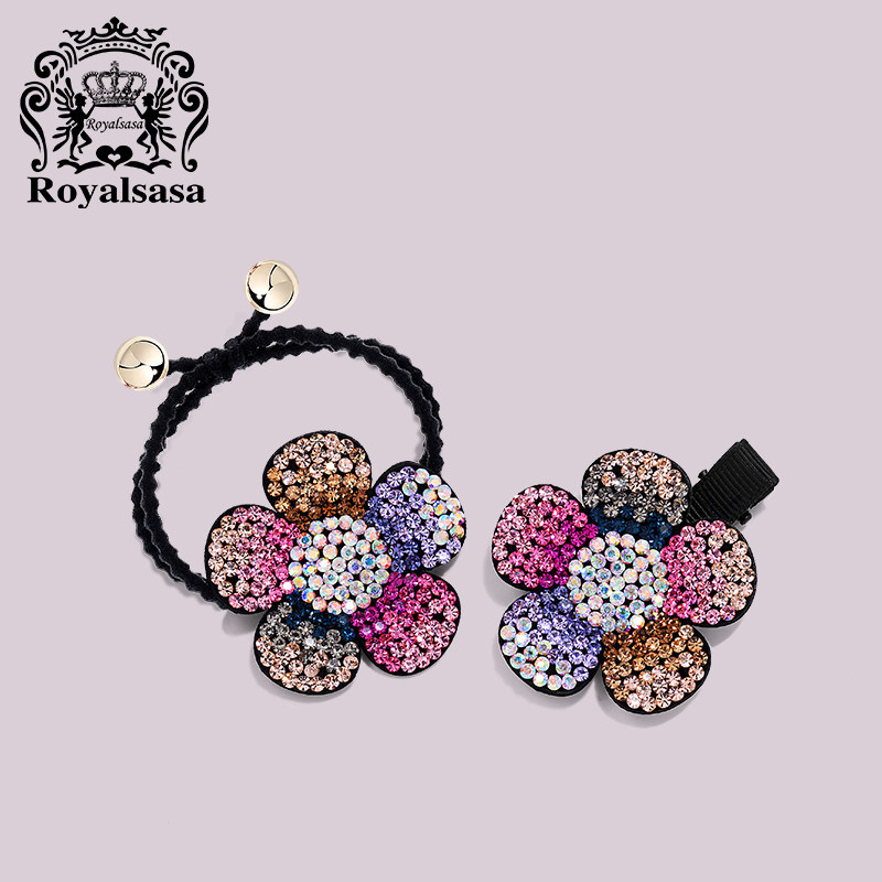 皇家莎莎侧夹韩国头饰水钻发夹太阳花边夹发卡发圈头绳刘海夹套装