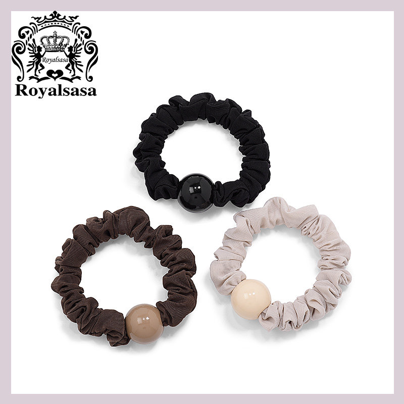 皇家莎莎初秋奶油色温柔三件套发圈橡皮筋头饰女韩国网红扎头发绳