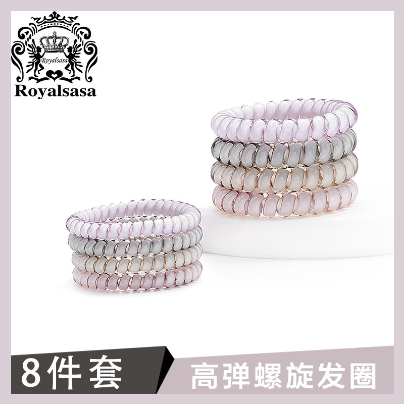 皇家莎莎多巴胺颜值发圈果冻色亮面电话线圈简约百搭无痕发绳发饰