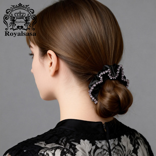 皇家莎莎法式纯色发圈串珠点缀简约百搭大肠圈日常扎发丸子头发饰