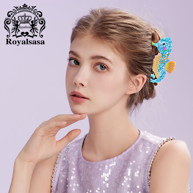 皇家莎莎甜美海洋抓夹彩色多巴胺发抓中号鲨鱼夹盘发抓子发饰头饰