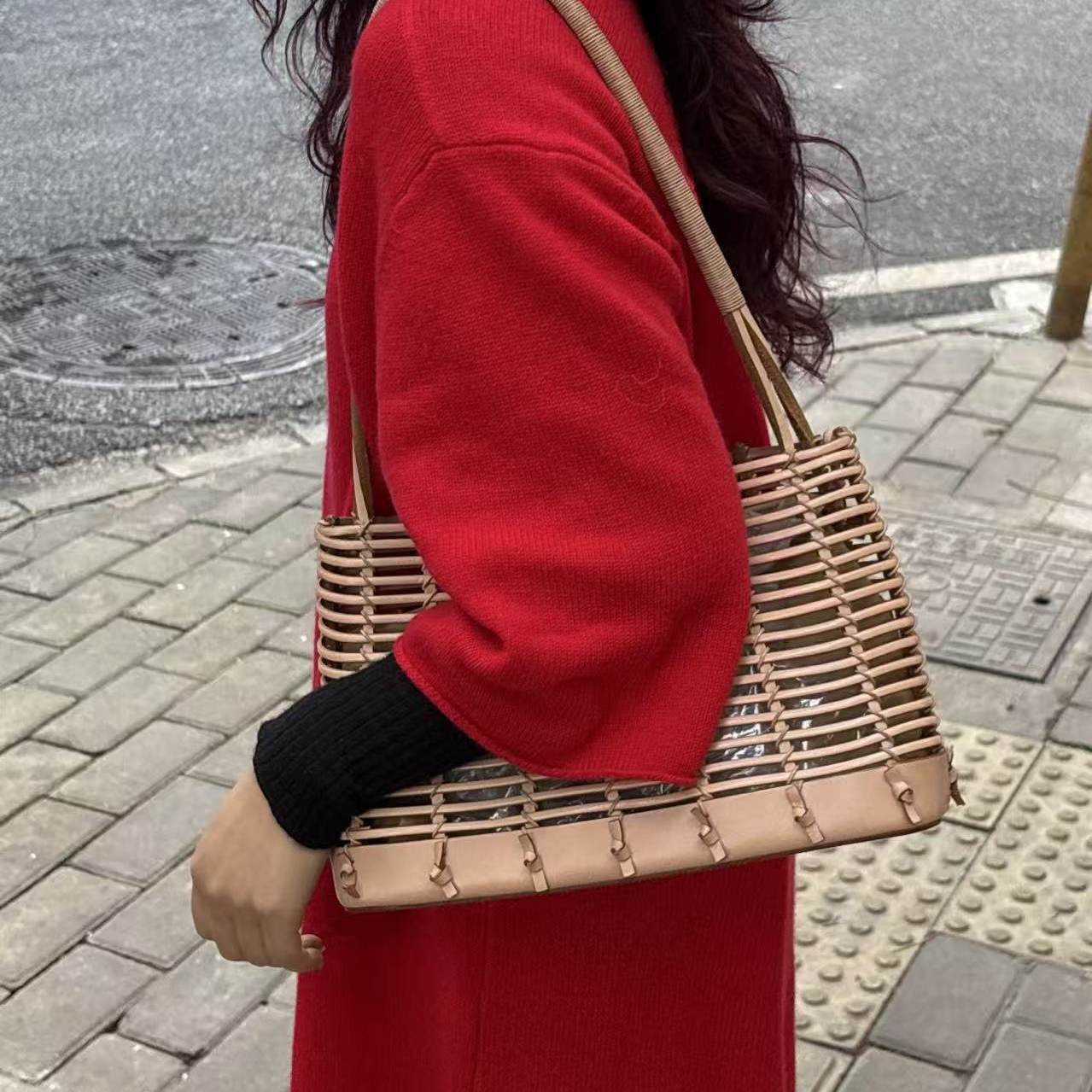 F菲erra拉gamo粉色编织单肩包,箱包皮具/热销女包/男包,通用款女包,淘宝优惠券,粉丝福利购,淘宝优惠卷