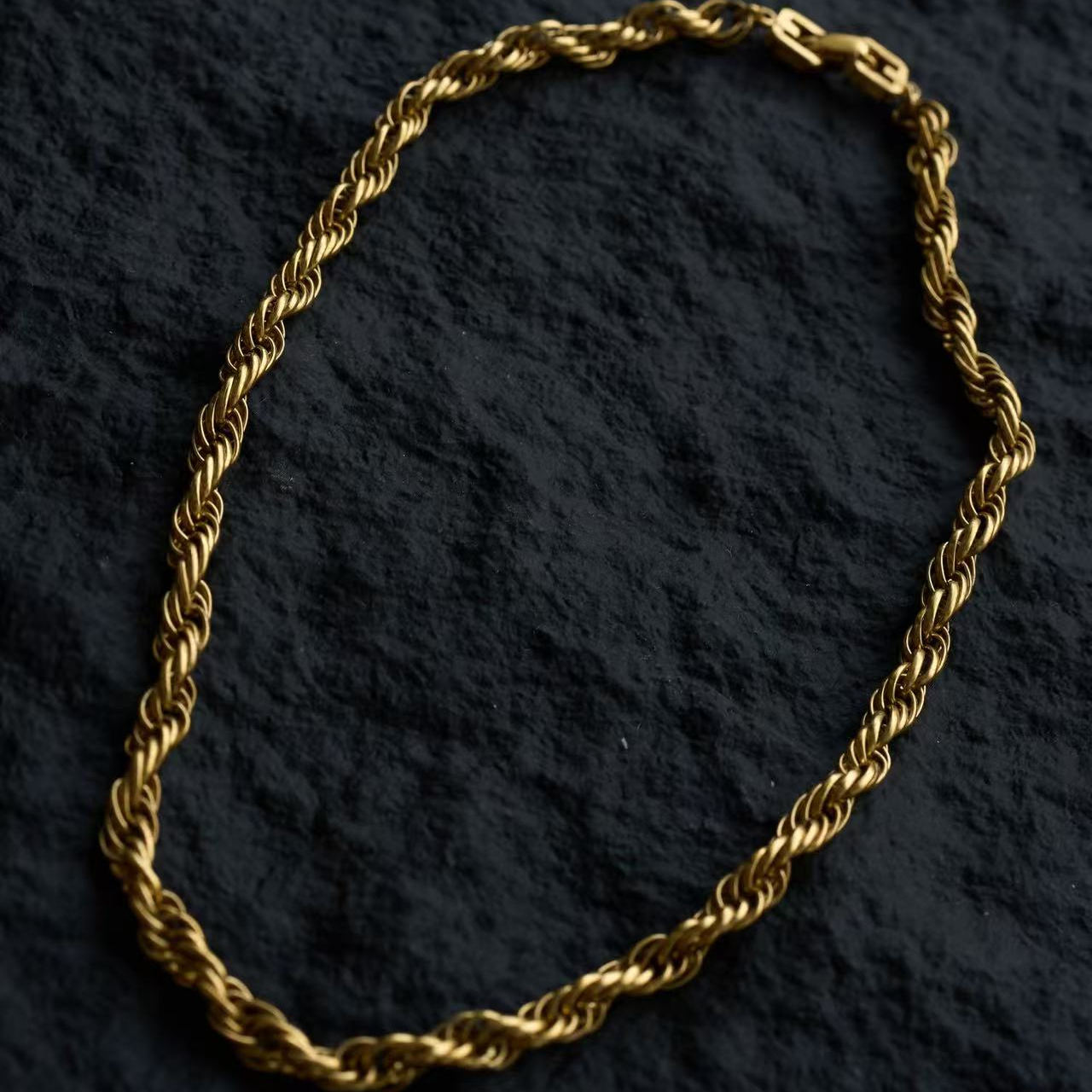中古Vintage金色麻花项链