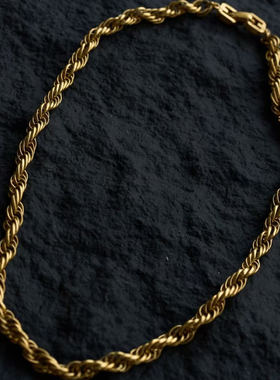 中古Vintage金色麻花项链