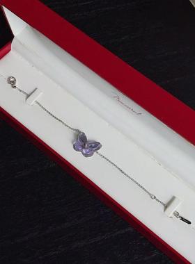 二手商品不退不换巴@拉B@ccarat紫色蝴蝶水晶手链有盒