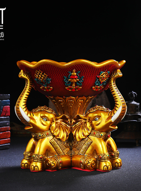 藏式大象供奉果盘摆件