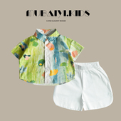 儿童短袖 男童洋气半袖 衬衫 夏季 衬衣潮 休闲风纯棉薄款 显白夏装