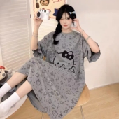 睡裙女夏季 长款 纯棉短袖 卡通可爱特大码 可外穿睡衣 短裤 2026新款