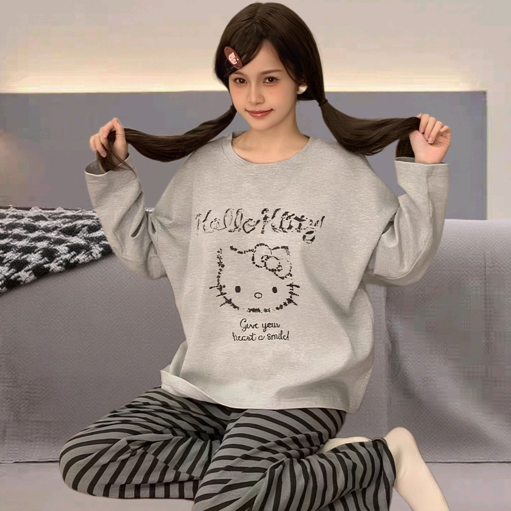 新款睡衣女生春秋套头长袖长裤甜美学生外穿家居服套装
