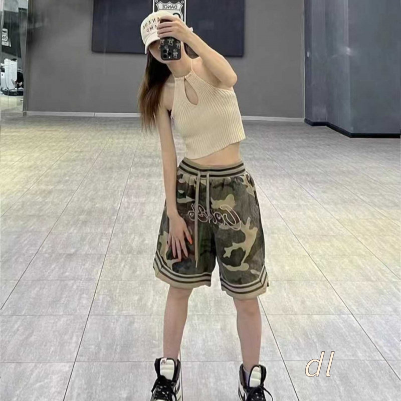 美式复古刺绣工装短裤女夏季潮牌