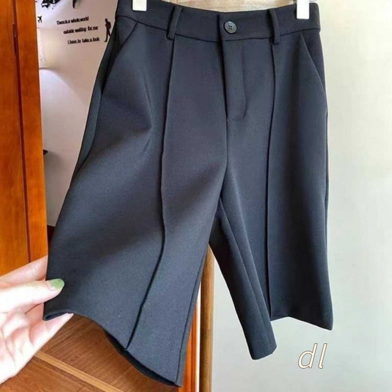 大码黑色女装夏季薄款西装短裤胖