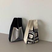 出门上班小拎包遛娃手机包小袋子小拎包女手提小包针织包手腕包