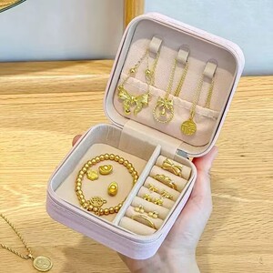 黄金首饰盒收纳盒防氧化收藏专用存放盒便携耳环项链戒指手饰品盒