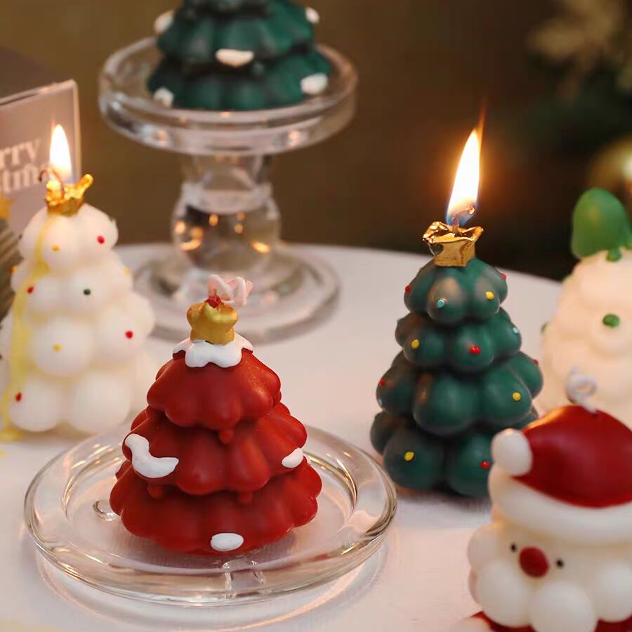ins风圣诞树香薰蜡烛 可爱造型圣诞节日氛围装饰摆件小礼物大豆蜡