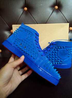 欧美AGZ CL铆钉高帮男鞋磨砂红底女鞋真皮情侣红底单鞋休闲运动鞋