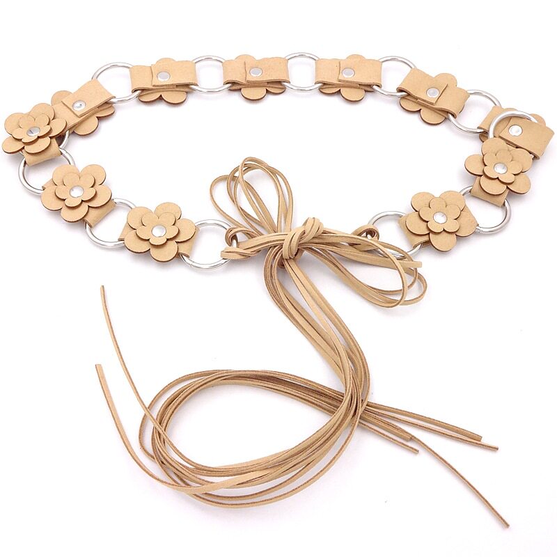 拼接铆钉花朵腰链女士时尚百搭腰带装饰连衣裙甜美链条韩版裙带潮