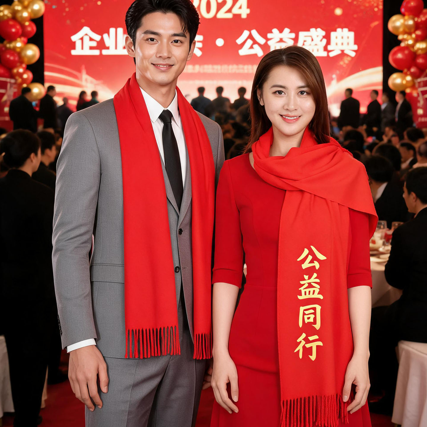 红围巾定制公司年会庆典开业活动同学聚会婚庆祝寿红围脖印字logo