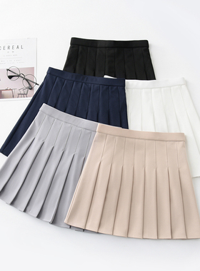 大码百褶裙女夏半身裙短裙夏款松紧白色防走光胖mm高个子内衬