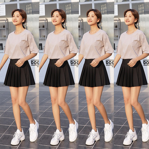 大码百褶裙女短裙半身裙新款白色加长版夏季好看弹力松紧自带