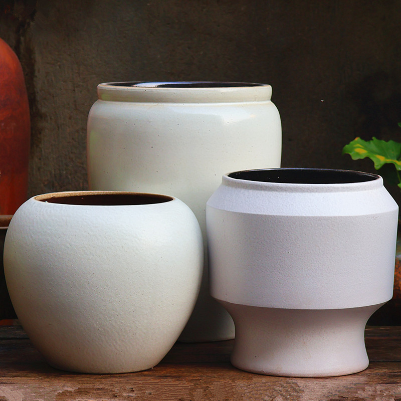 手工北欧风粗陶白色花盆大口绿植花卉盆三角梅天堂鸟家用装饰陶盆,鲜花速递/花卉仿真/绿植园艺,花盆,淘宝优惠券,粉丝福利购,淘宝优惠卷