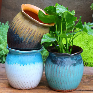 复古手工粗陶多肉盆花卉绿植盆陶瓷花盆老桩盆透气紫砂陶罐法师盆