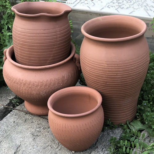 素烧红陶釉素花盆手工绿植简约