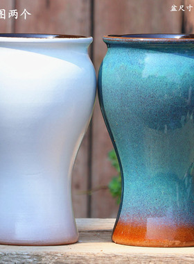 手工粗陶多肉花盆高老桩绿植大口直筒三角梅兰花陶罐陶瓷花盆清仓