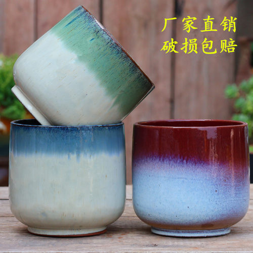 陶瓷简约粗陶透气大口花盆