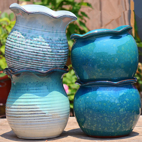 手工粗陶绿植花盆大口径高陶瓷