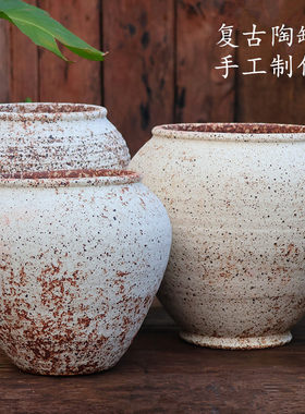 手工绿植花盆陶瓷粗陶罐花盆大号