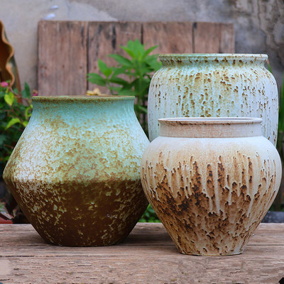 侘寂风粗陶多肉花盆大号庭院造景