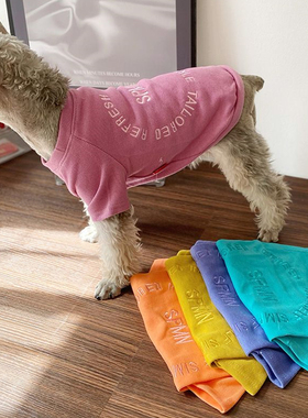 雪纳瑞泰迪比熊约克夏猫咪春秋薄款刺绣糖果色衣服宠物小狗狗卫衣