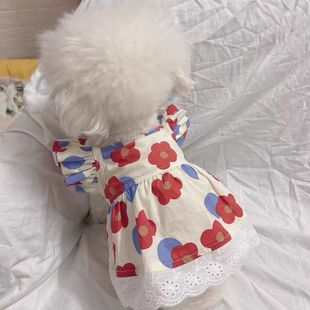 薄款 泰迪茶杯犬小狗宠物衣服狗狗碎花裙衣服夏季 透气春秋比熊博美