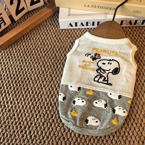 春夏透气华夫格狗猫背心