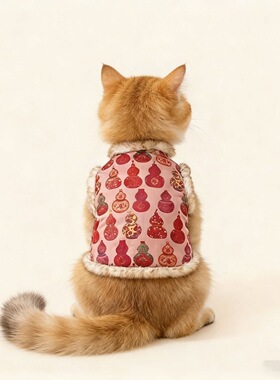 唐装狗狗唐装印花国风加绒加厚保暖雪纳瑞泰迪比熊宠物衣服拜年服