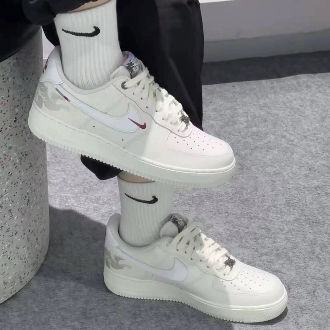 Nike Air Force 1 皮革 百搭舒适 耐磨 低帮 板鞋 男女同款黑白