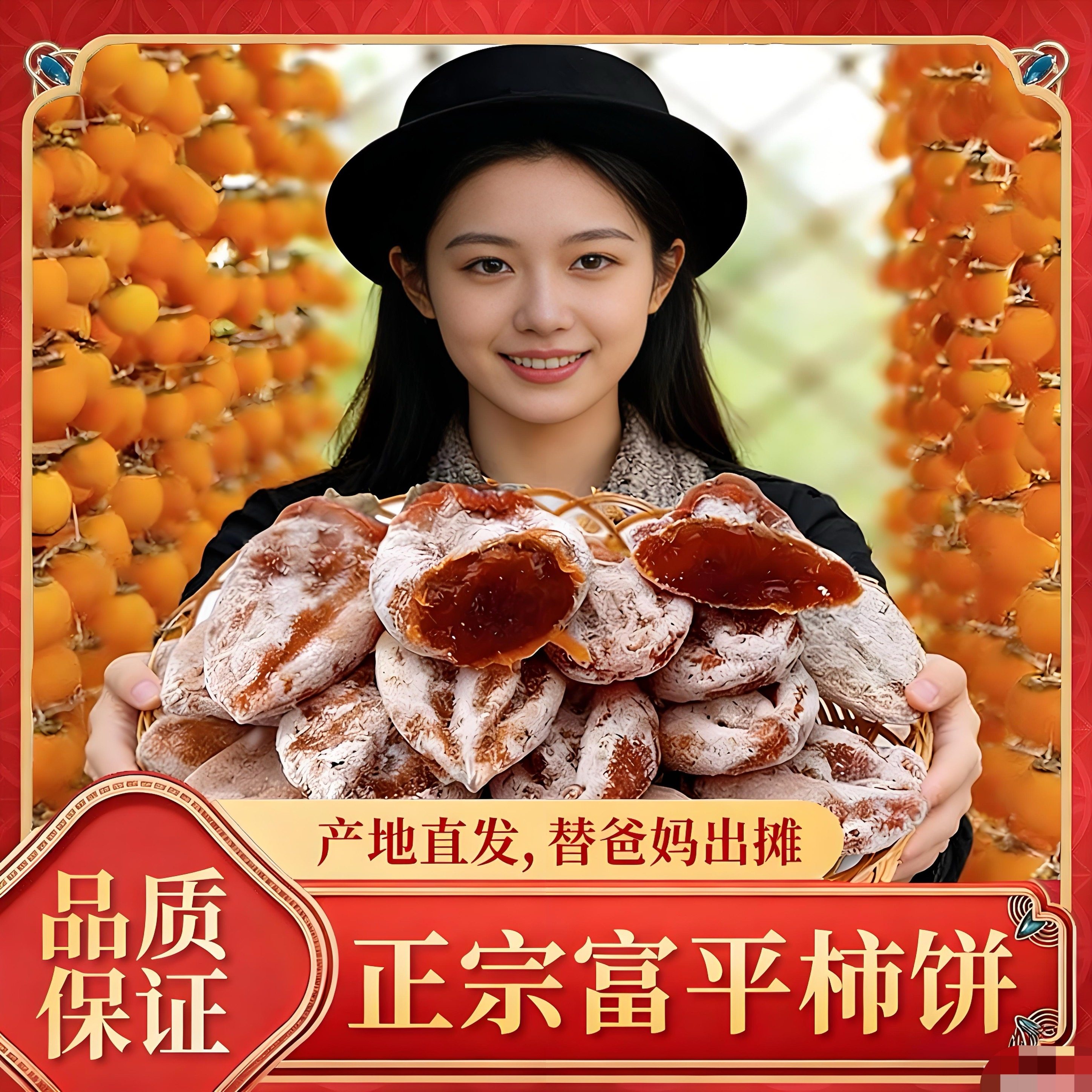 陕西富平马家坡流心吊富平柿子饼特级美食产地农家吊霜正宗货包邮