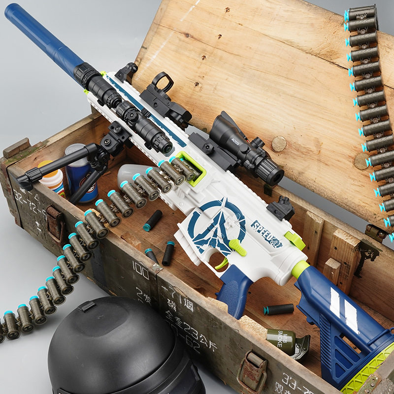 乐辉m416手自一体突击步枪玩具全自动发射软弹枪弹链狙击枪玩具