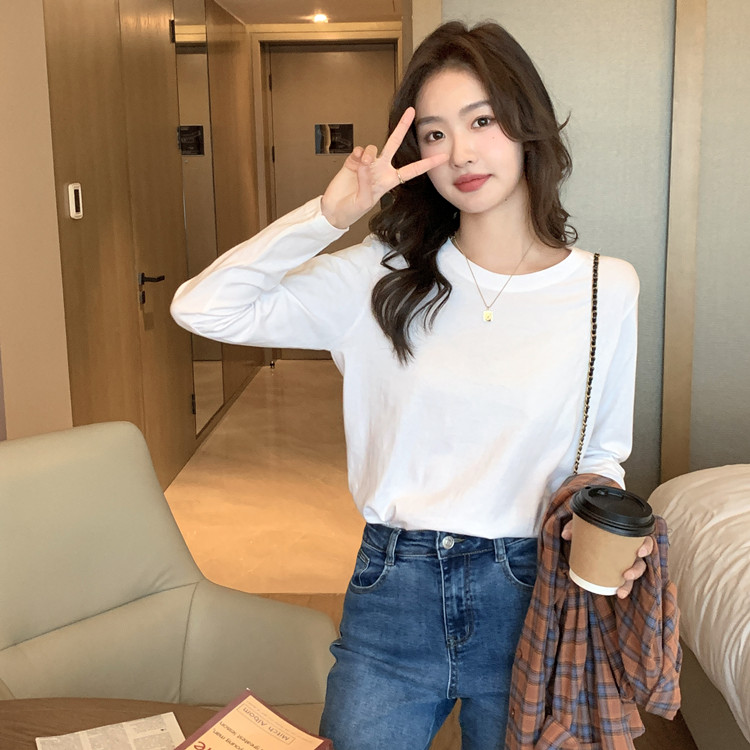 纯棉打底T恤女2026秋冬季白T恤