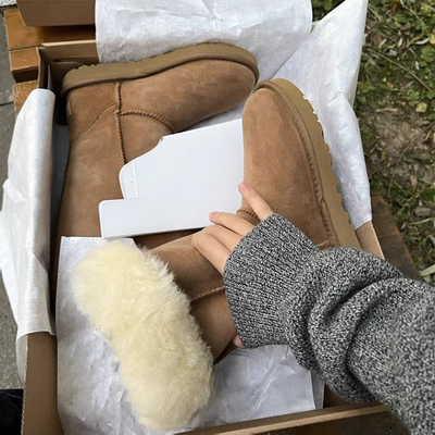 周冬雨同款雪地靴厚底中筒雪地靴