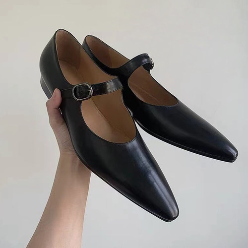 mona同款尖头一字扣带玛丽珍鞋
