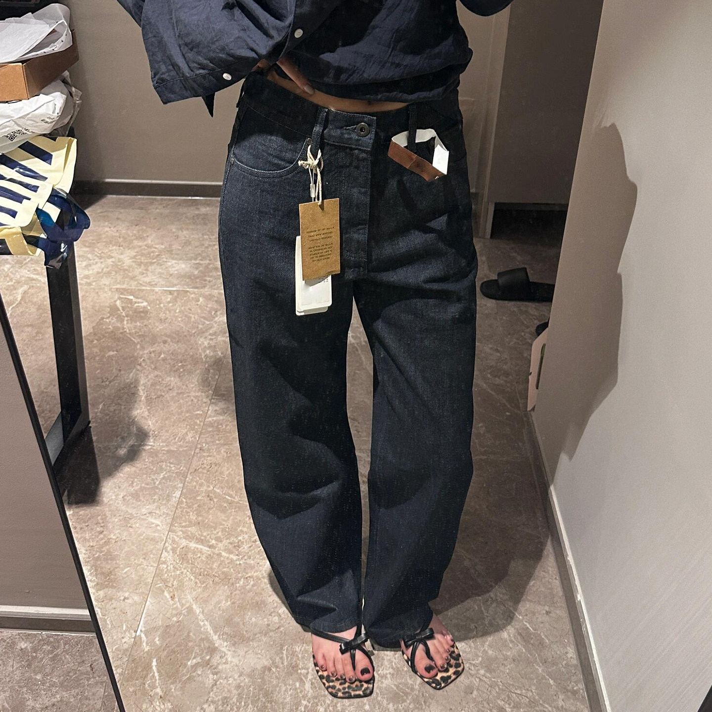 【正确版现货】宅女同款复古简约0039H全棉直筒高腰原牛牛仔裤女